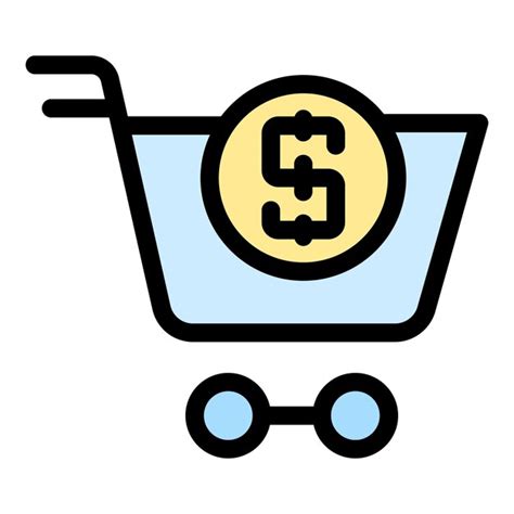 Cart money icon outline cart money vector icon for web design isolated ...