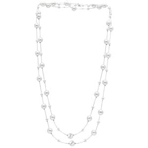 Peora Silver Plated White Pearl Studded 2 Layer Necklace Stylish ...