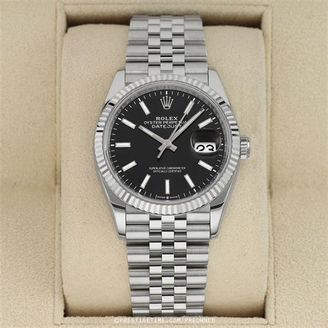 Pre-owned Rolex Datejust 36mm Stainless Steel 126234 Black Index Jubilee
