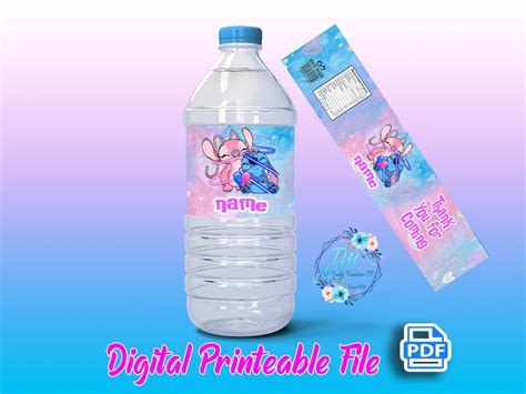 Buy Stitch and Angel Water Bottle Label PDF Digital File is Not Instant ...
