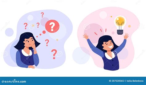 Problem Solving Concept Illustration, Cute Girl Thinking - Trying To Find A Solution Cartoon ...