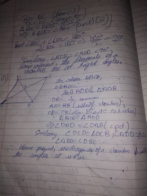 prove that every diagonal of a Rhombus bisect the angles at the ...