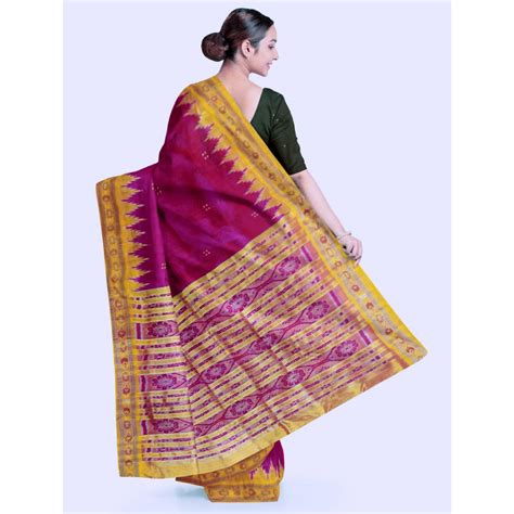 RaniPink with Golden Odisha Khandua Sambalpuri Silk Saree - Crafts ...