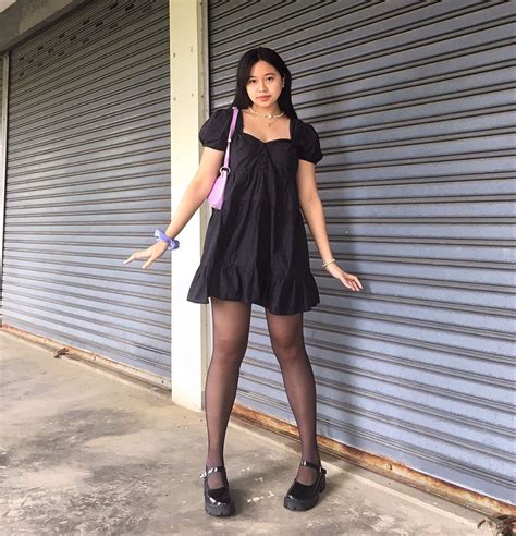 Black Babydoll Dress With Black Tights at David Dionne blog