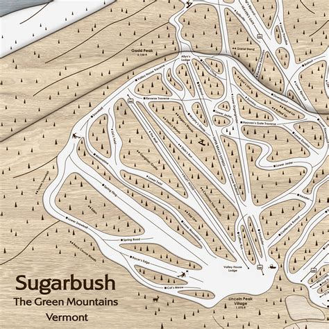Sugarbush, VT Ski Trail Map Art | 3D Wood Ski Slope Art