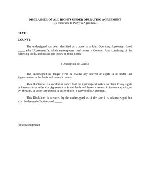 Disclaimer of All Rights Under Operating Agreement by Successor to ...