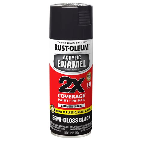 6 Pack, Black, Rust-Oleum Automotive Semi-Gloss Acrylic Enamel 2X Spray Paint-271915, 12 oz ...