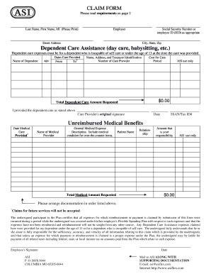 Fillable Online webs wichita CLAIM FORM Dependent Care Assistance (day ...