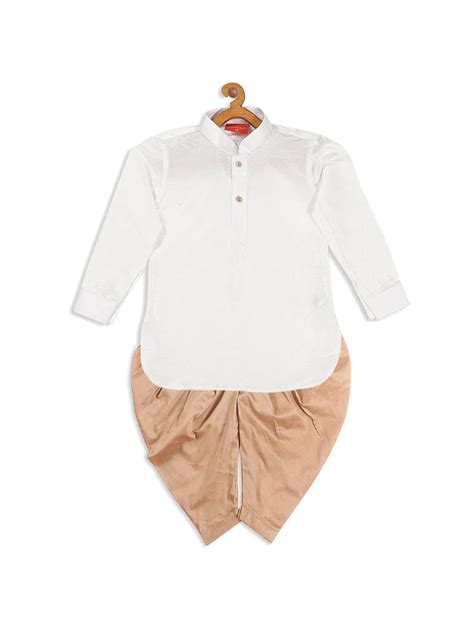 VASTRAMAY SISHU Boy's White & Rose Gold Kurta With Dhoti Pant Set ...