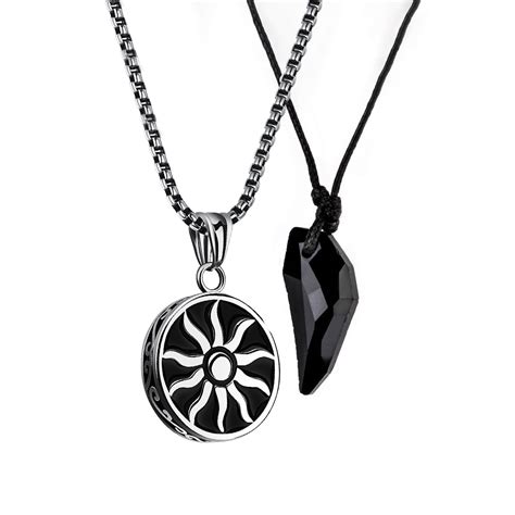 Buy Yellow Chimes Pendant for Men 2 Pcs Combo of Sun Sign and Crystal ...