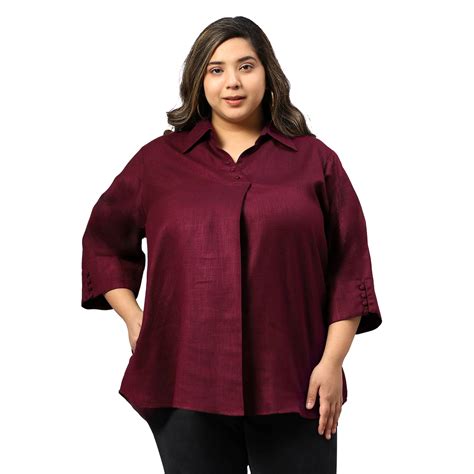 Maroon Woolen Blend Plus Size Tunic