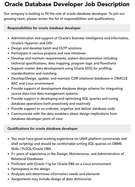 Image result for Oracle Developer Job Description