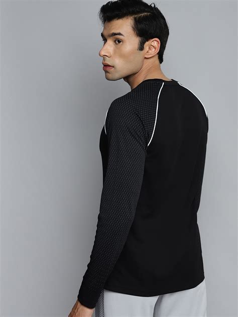 Alcis Men Black Slim Fit Training or Gym T-shirt AAMTEEDM00020102-S