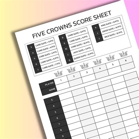Free Printable 5 Crowns Score Sheet - prntbl.concejomunicipaldechinu.gov.co
