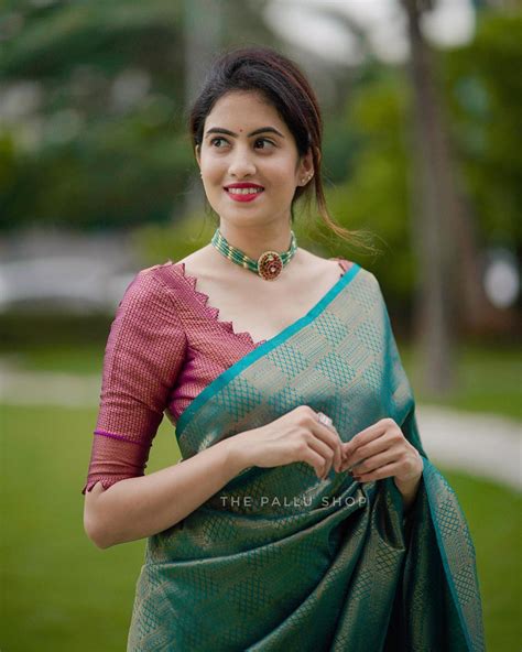 Conflate Rama Soft Silk Saree with Cynosure Blouse Piece – SilkFolks