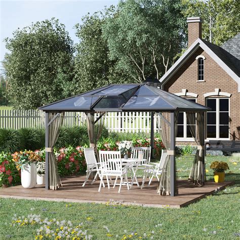Arlmont & Co. 10' X 12' Gazebo With Ventilated Polycarbonate Roof And ...