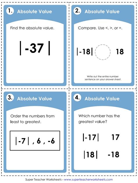 Image result for Absolute Value Worksheets