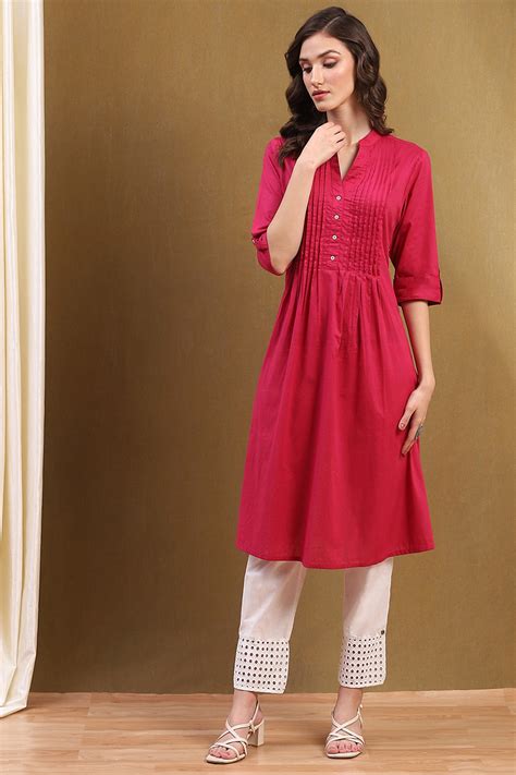 Pink Cotton Solid Pleated A-Line Kurta at Biba India | Salesforce ...