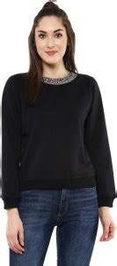 SASSAFRAS Full Sleeve Solid Women Sweatshirt - Buy Black SASSAFRAS Full ...