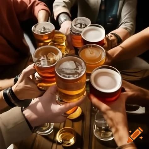People toasting pints of beer atop Texas mountains on Craiyon