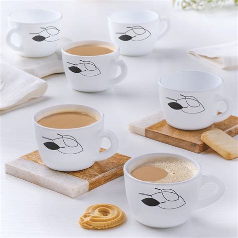 Buy Larah by Borosil Shadow Opalware Cup Set of 6 pcs | Tea/Coffee Cups ...