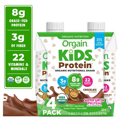 Orgain Organic Kids Nutritional Shake Drink with 8g Protein, 22 ...