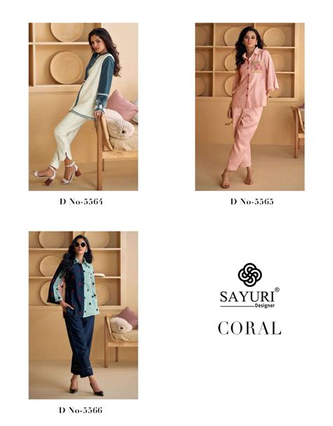 CORAL BY SAYURI DESIGNER PURE SILK WESTERN WEAR STYLISH CO-ORD SETS