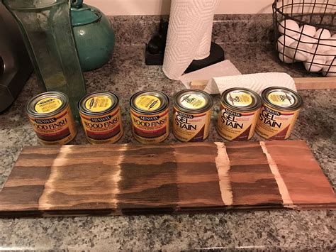 Minwax stains (one coat) on pine plywood from left to right-special ...