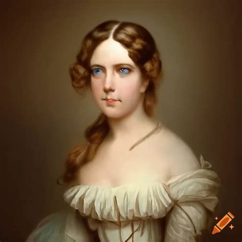 Portrait of a fair young woman from the early 1800s on Craiyon
