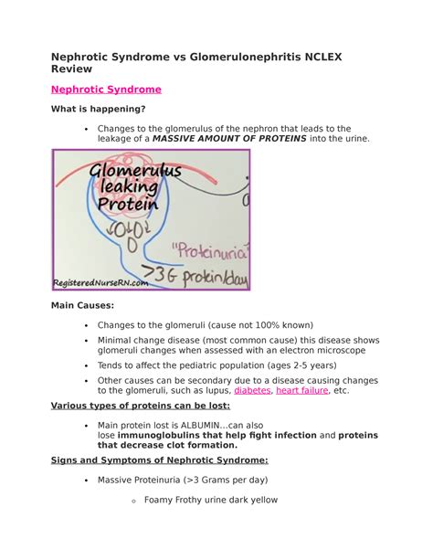 Nephrotic Syndrome vs Glomerulonephritis Nclex Review - Nephrotic ...