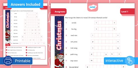 Interactive Christmas Anagram Puzzle – L1 – Twinkl