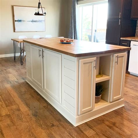 DIY Kitchen Island with Stock Cabinets and Butcher Block Top