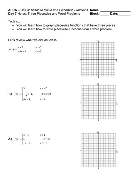 Image result for Graphing Piecewise Functions Worksheet