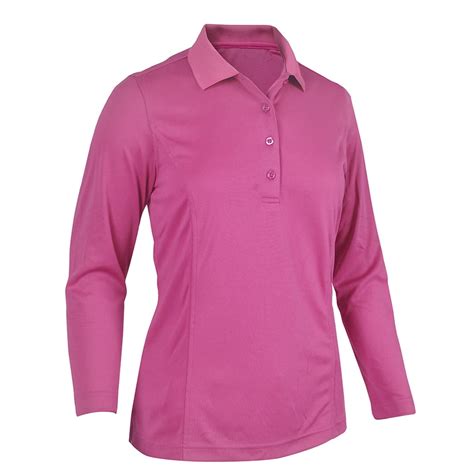 Monterey Club Women's Long Sleeve Light Weight Pique Solid Golf Polo ...