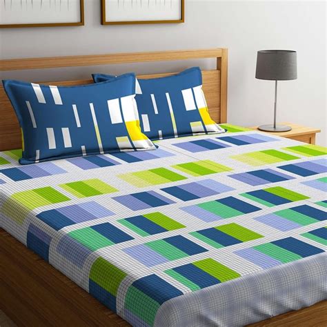 Buy PORTICO Verve Printed King Size Flat Bed Linen-Set Of 3 Pcs. from ...