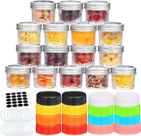 Amazon.com: Cibeat 16 PACK Mini Mason Jars Glass Canning Jars, 4 OZ ...