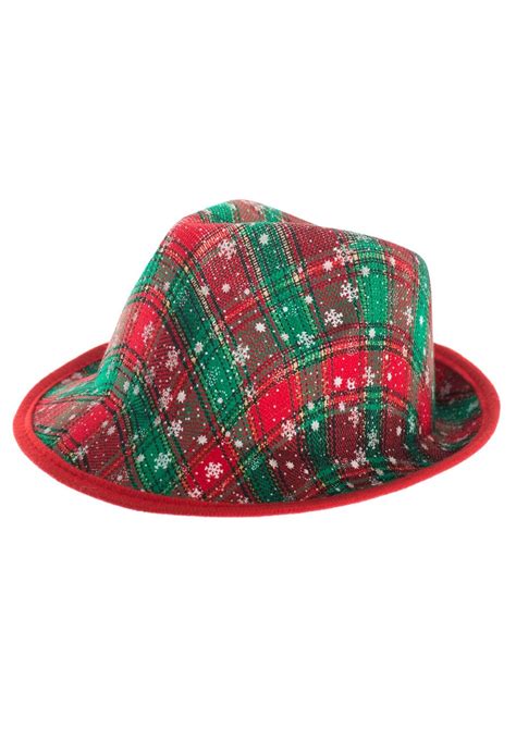 Red and Green Tartan Christmas Fedora Hat | CHRISTMAS ACCESSORIES