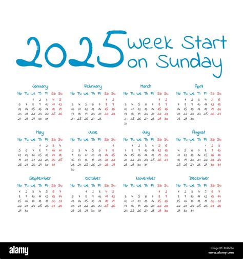 Work Week Calendar 2025