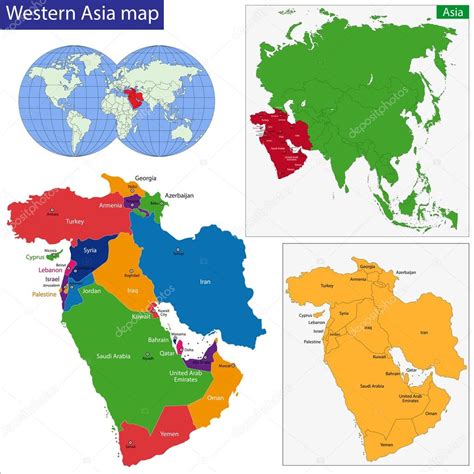 Color map of Western Asia divided by the countries premium vector in ...