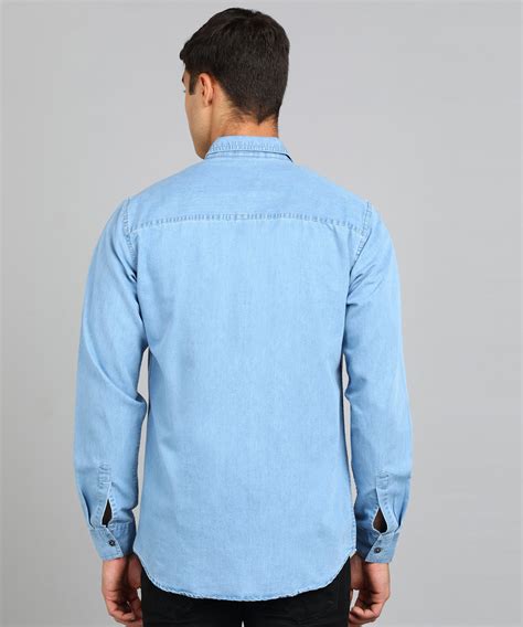 Men's Light Blue Full Sleeve Slim Fit Casual Denim Shirt – Urbano Fashion