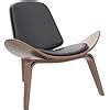 Homary Modern Shell Chair: Black Leather Lounge Chair with India | Ubuy