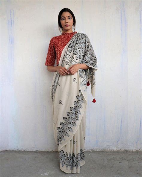 Buy Block printed Cotton Sarees | Saree | Saree for women