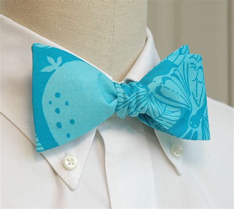 Bow Tie, turquoise abstract butterfly print, blue bow tie, wedding bow ...