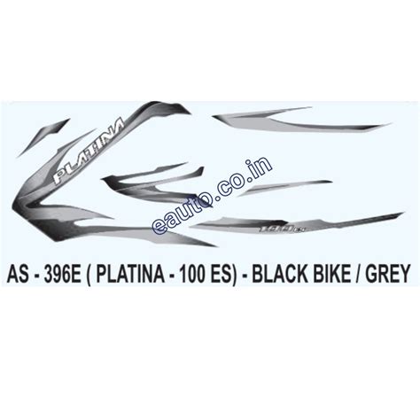 Graphics Sticker Set for Bajaj Platina 100 ES | Black Vehicle | Grey S