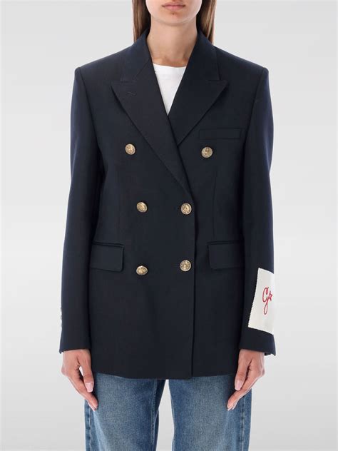 GOLDEN GOOSE: Coat woman - Blue | Golden Goose blazer ...