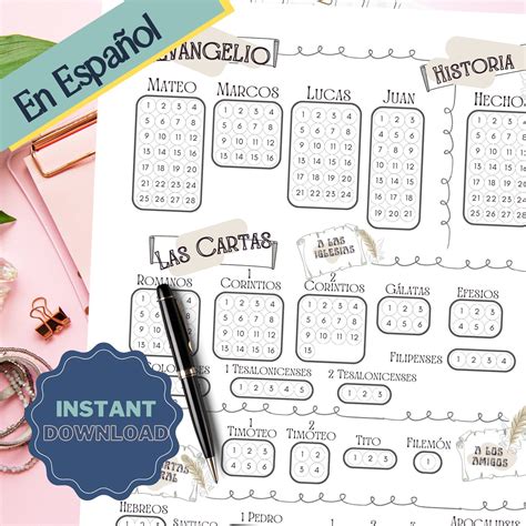 Bible reading tracker en espanol daily bible study planner christian ...