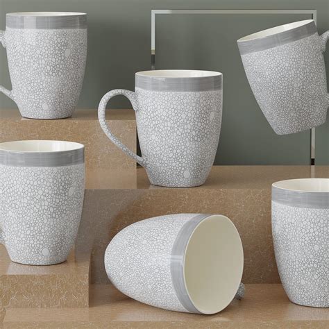 Buy The Earth Store Grey Fizz Coffee Mug Set of 6 Ceramic Mugs to Gift ...