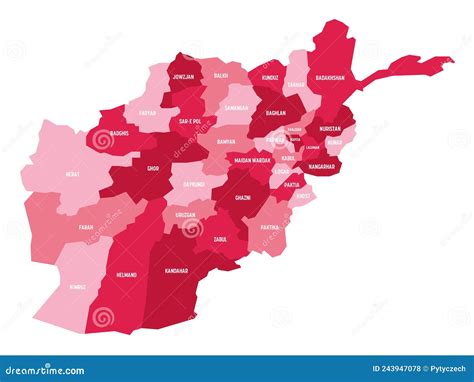 Afghanistan - Regional Map of Provinces Stock Vector - Illustration of topography, cartography ...