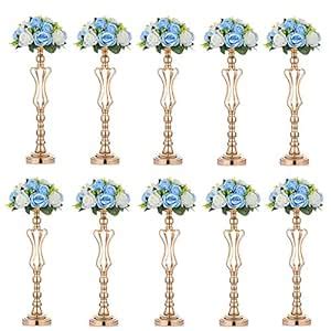 Buy Nuptio Set of 10 Gold & Rose Gold Metal Vases for Centerpieces ...