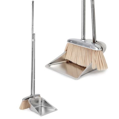 Buy Broom and Dustpan Set for Home, VOOWO Stainless Steel Broom and ...
